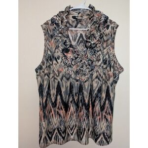 Essentials By Milano Woman 2x Ruffled Collar V-neck Sleeveless Blouse